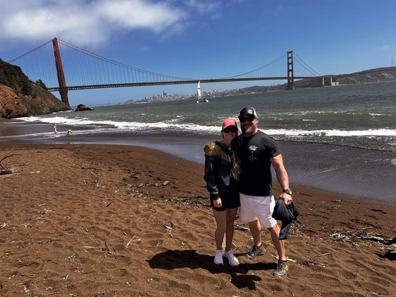 Ken Guffey and his partner near the Golden Gate Bridge